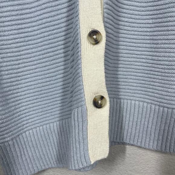 Madewell Small Greensboro Button Back Sweater Cream Periwinkle Colorblock - Picture 4 of 10